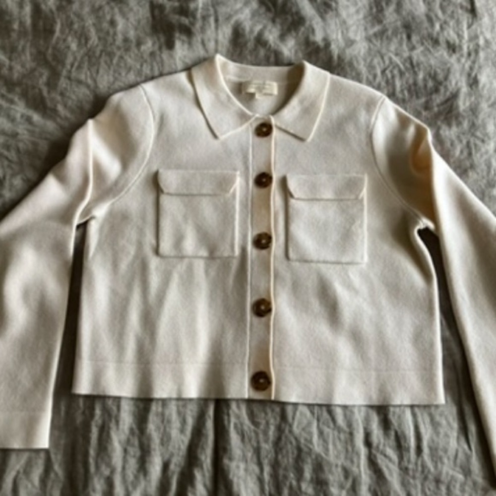 Sézane La Maille Betty Wool Cardigan in Ecru- Size Small - Picture 6 of 13